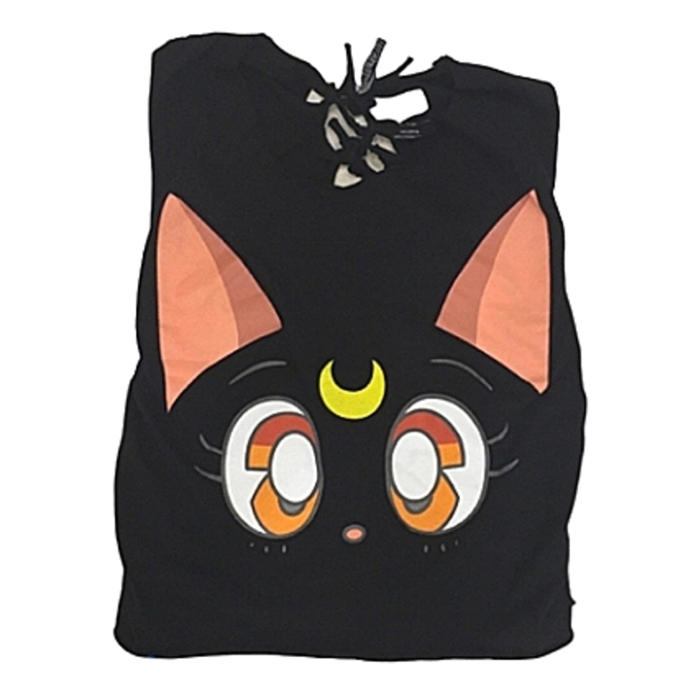 πSAILOR MOON- Luna Cut-Out & Distressed Open Back Muscle Teeπ - Picture 1 of 4